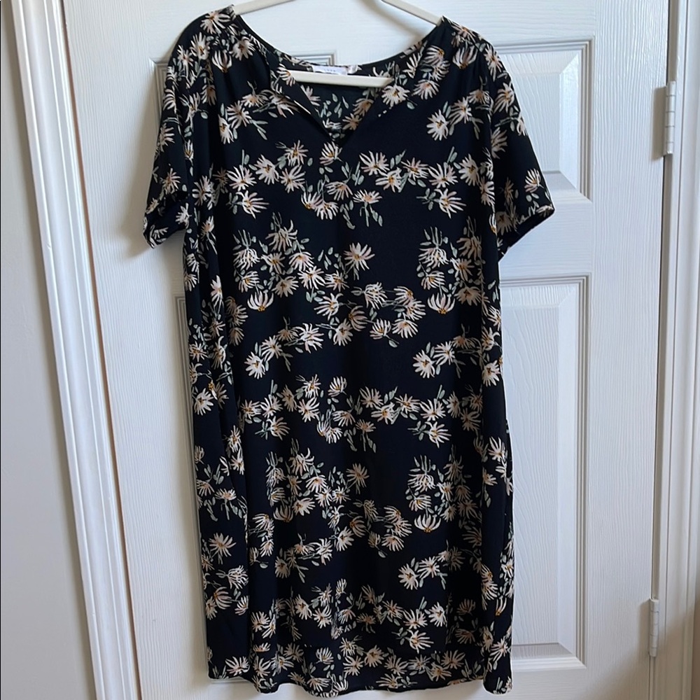 Floral Black and Cream Dress
